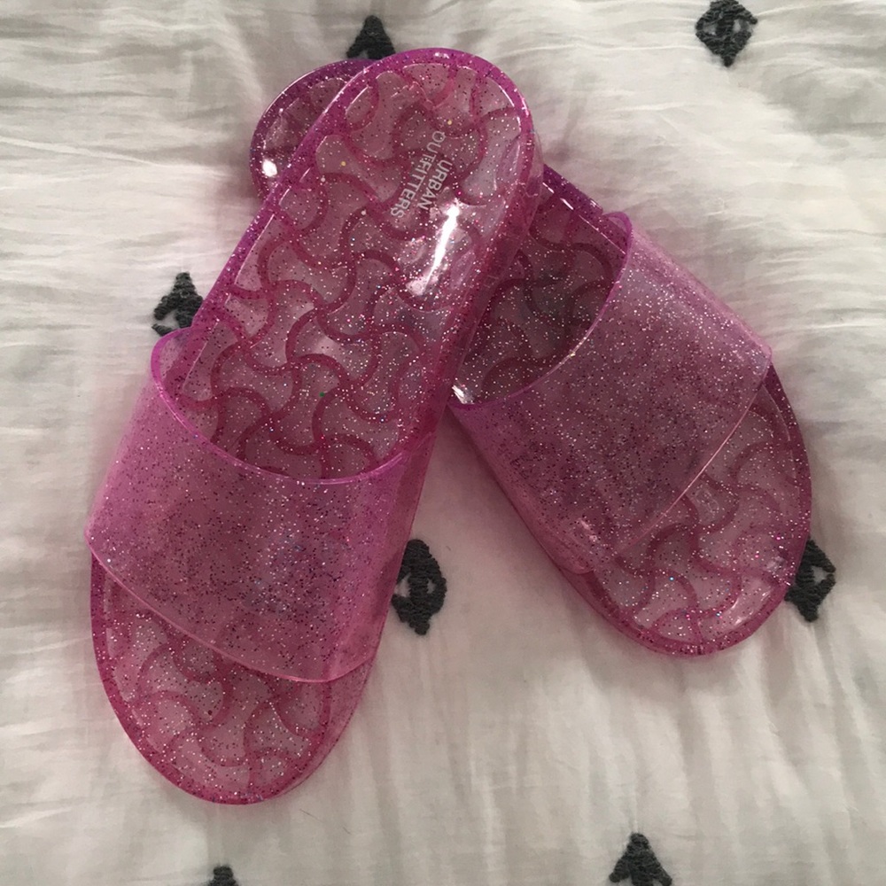 Pink Glitter Jelly Slides